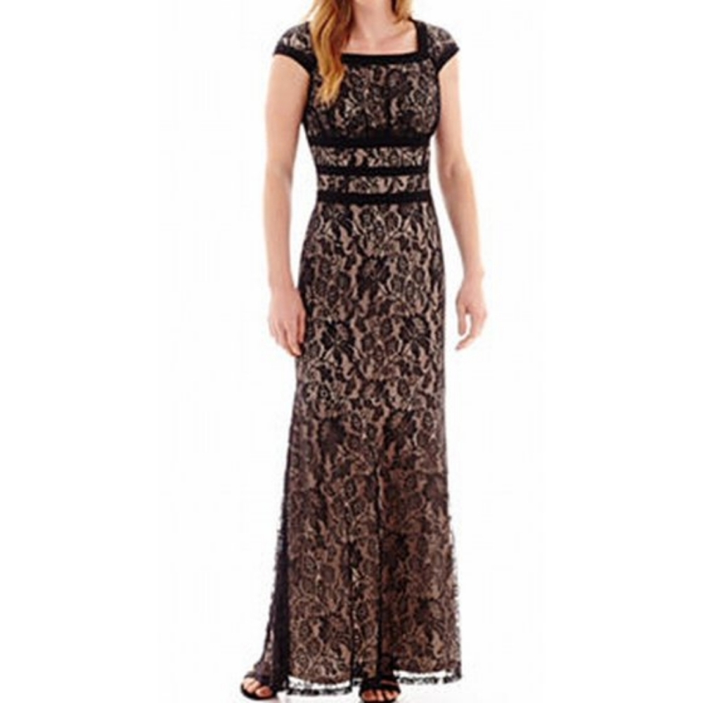 Black lace long dress